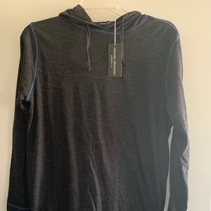 MICHAEL BRANDON Designer Hooded Long Sleeve Casual Athletic Shirt Black Heather